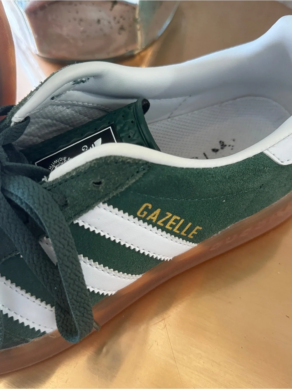 Gucci Adidas Gazelle Suede Sneakers in Forest Green & White